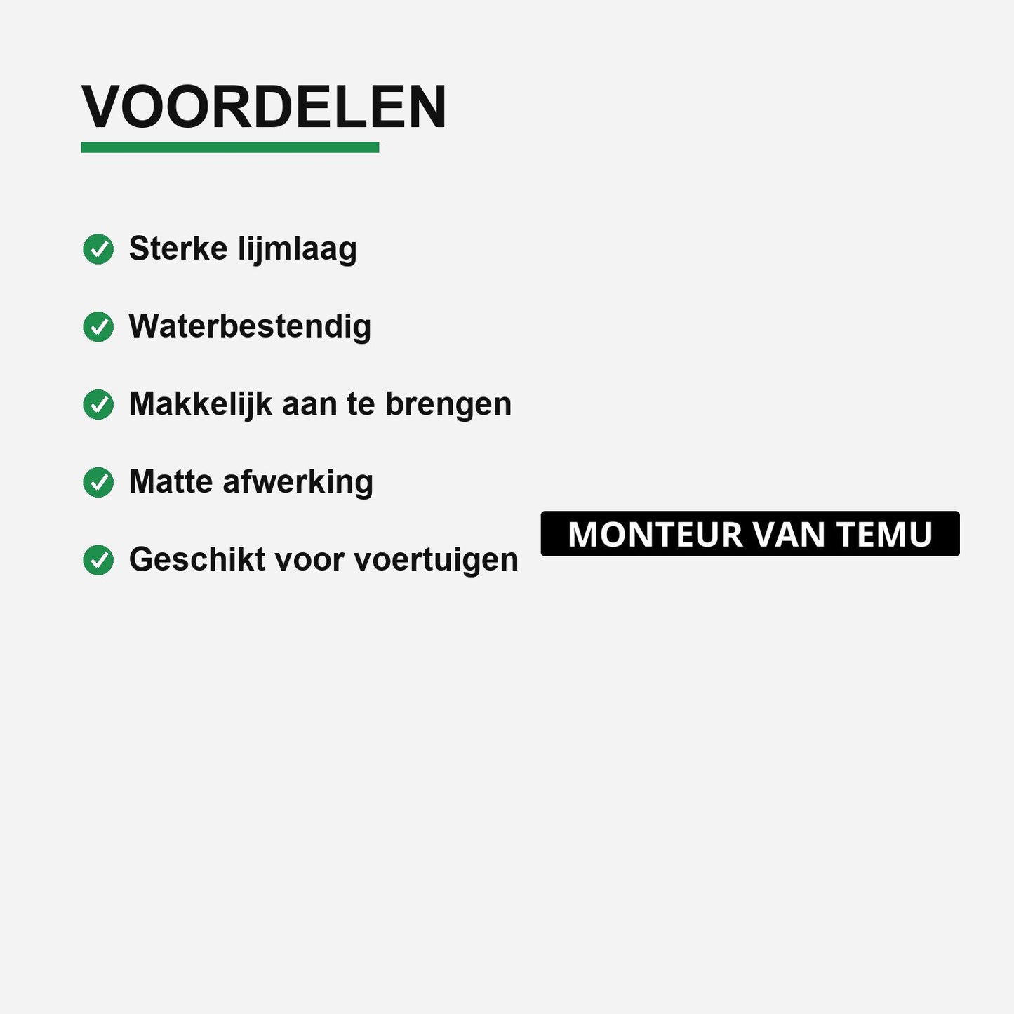2x Monteur Van Temu Kentekenhouderstickers – materiaal en matte afwerking