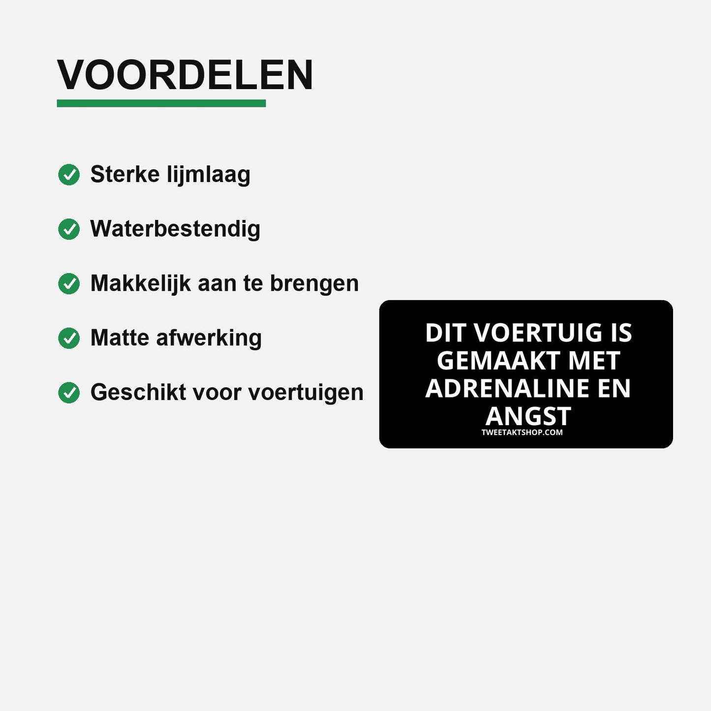 3x Dit voertuig is gemaakt met adrenaline en angst Bumperstickers – gebruiksvoorbeeld