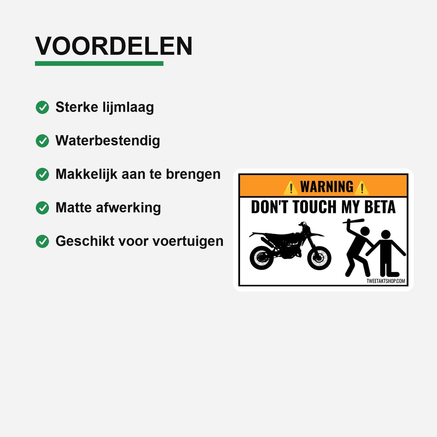 3x Don't Touch My Beta Stickers – materiaal en matte afwerking