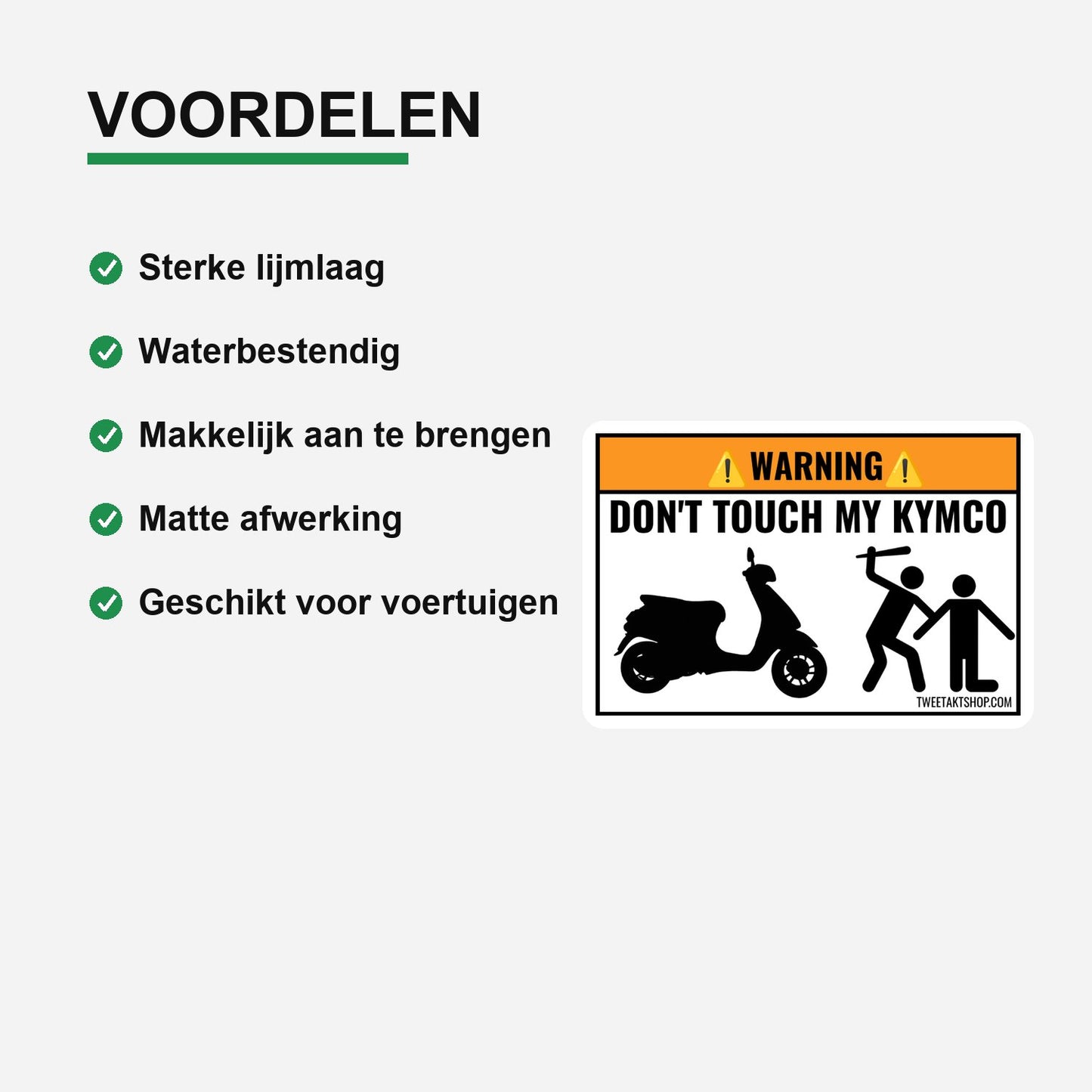 3x Don't Touch My Kymco Stickers – materiaal en matte afwerking