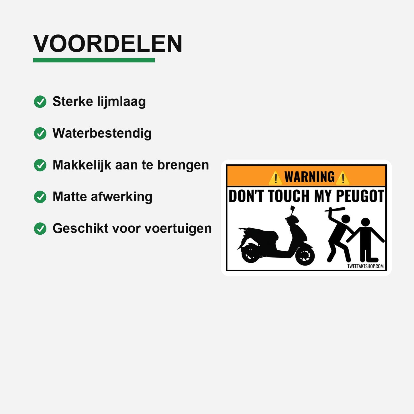 3x Don't Touch My Peugeot Stickers – materiaal en matte afwerking
