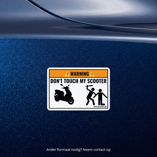 3x Don't Touch My Scooter Stickers β detail van het ontwerp