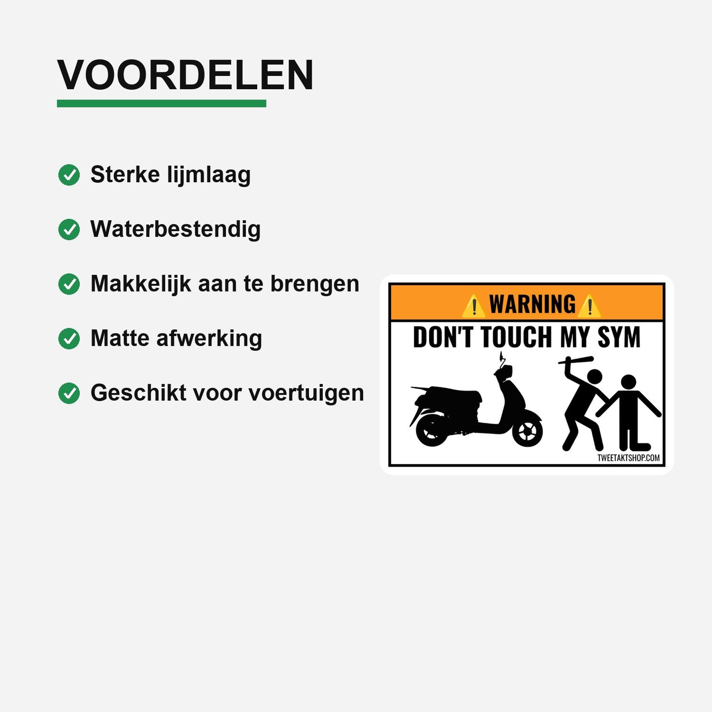 3x Don't Touch My SYM Stickers – materiaal en matte afwerking