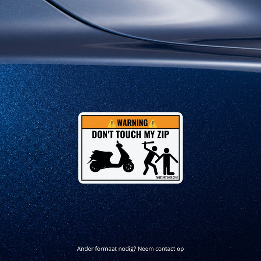 3x Don't Touch My Zip Stickers β detail van het ontwerp