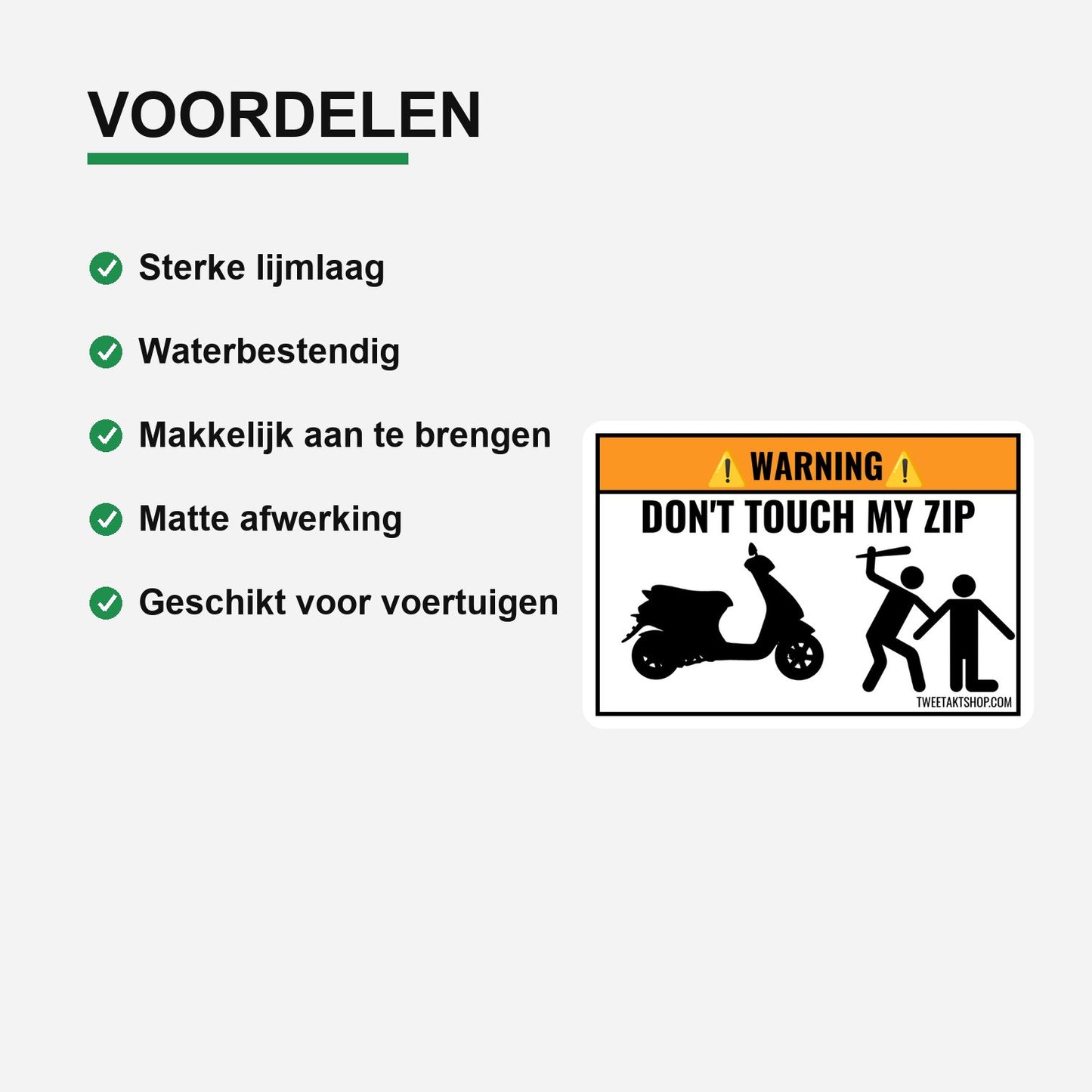3x Don't Touch My Zip Stickers – materiaal en matte afwerking