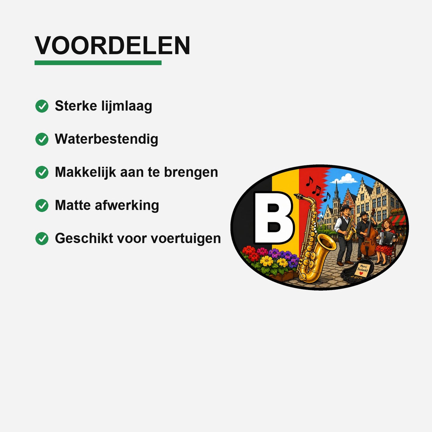 B Landcode Sticker België – Kinderen in Historische Stad – gebruiksvoorbeeld