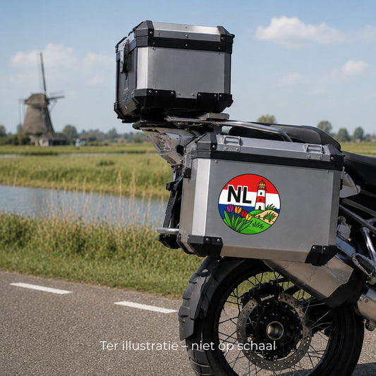 NL Landcode Sticker Nederland β Vuurtoren en Tulpen β detail van het ontwerp