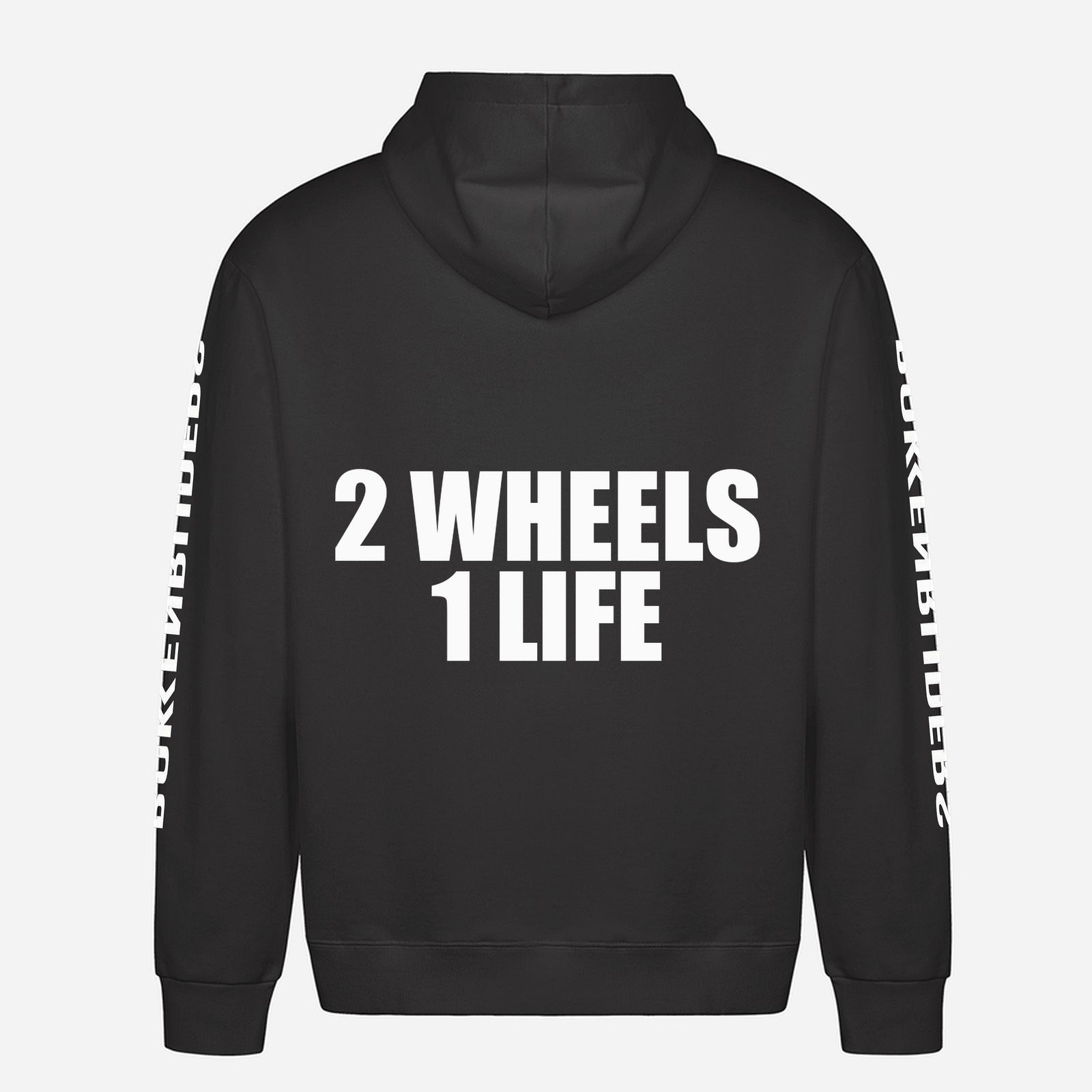 2 Wheels 1 Life Hoodie – achterkant met grote rugprint