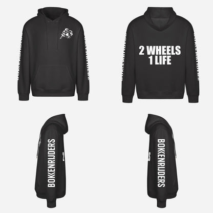 2 Wheels 1 Life Hoodie – overzicht van de hoodie