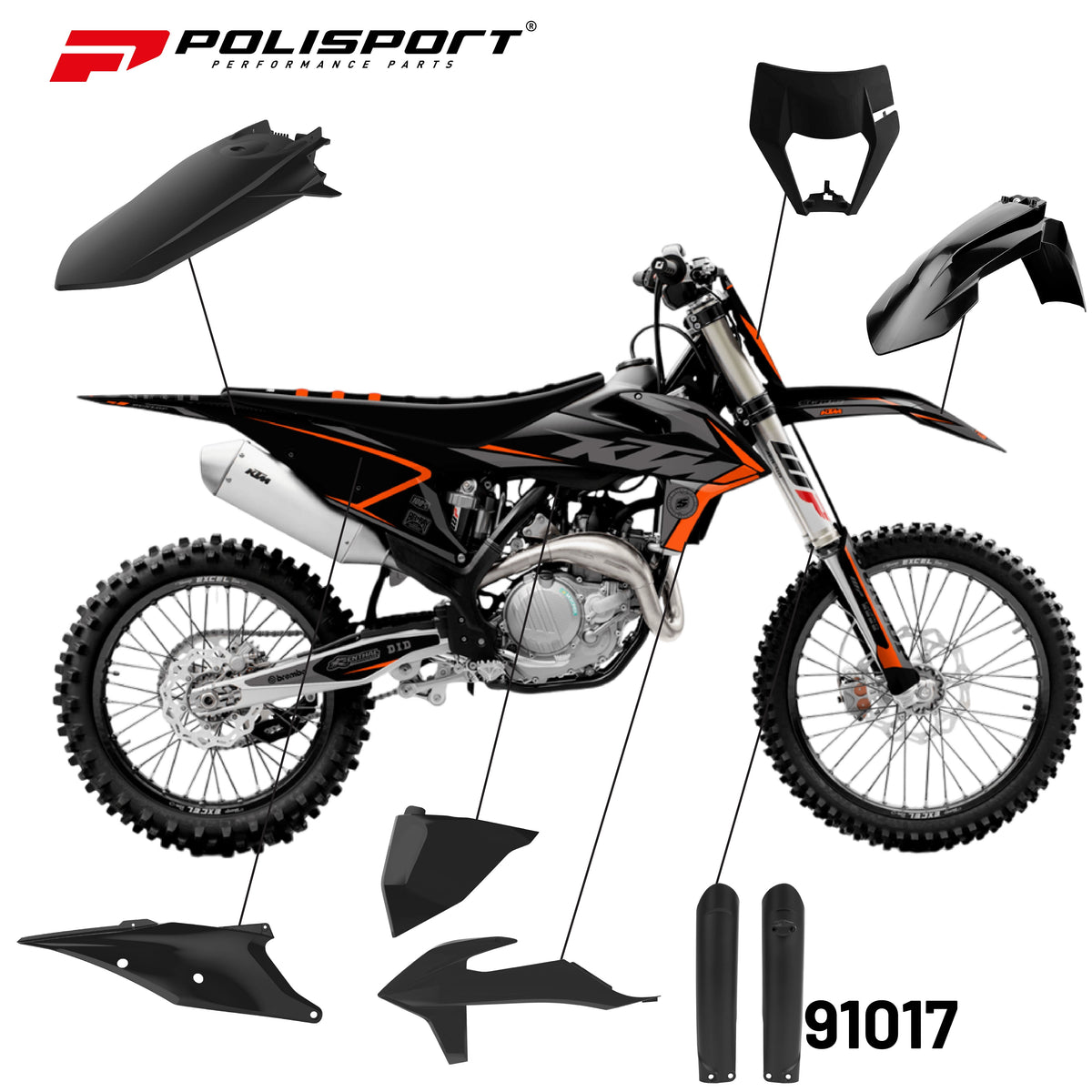 Polisport kunststof kappenset – KTM EXC (2020–2023) – Polisport