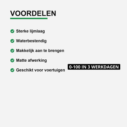 2x 0-100 In 3 Werkdagen Kentekenhouderstickers – materiaal en matte afwerking
