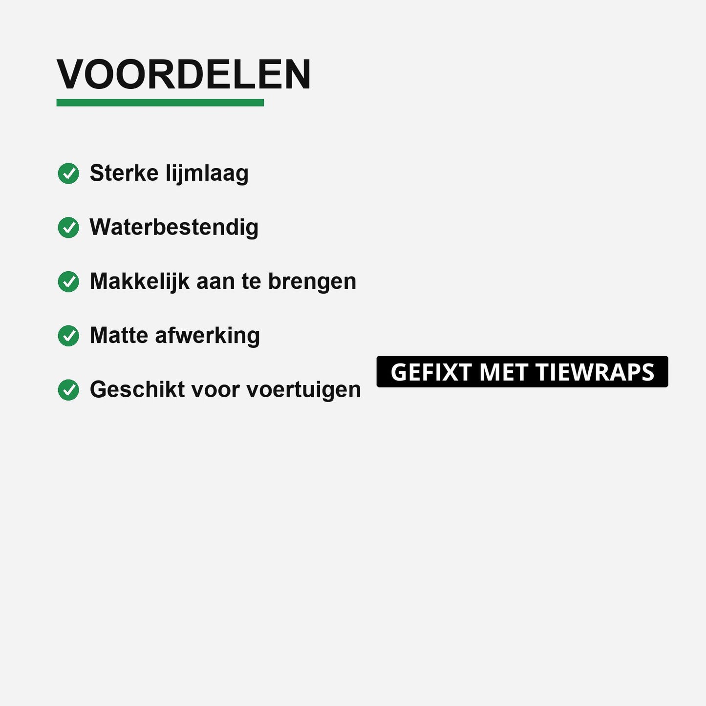 2x Gefixt Met Tiewraps Kentekenhouderstickers – materiaal en matte afwerking