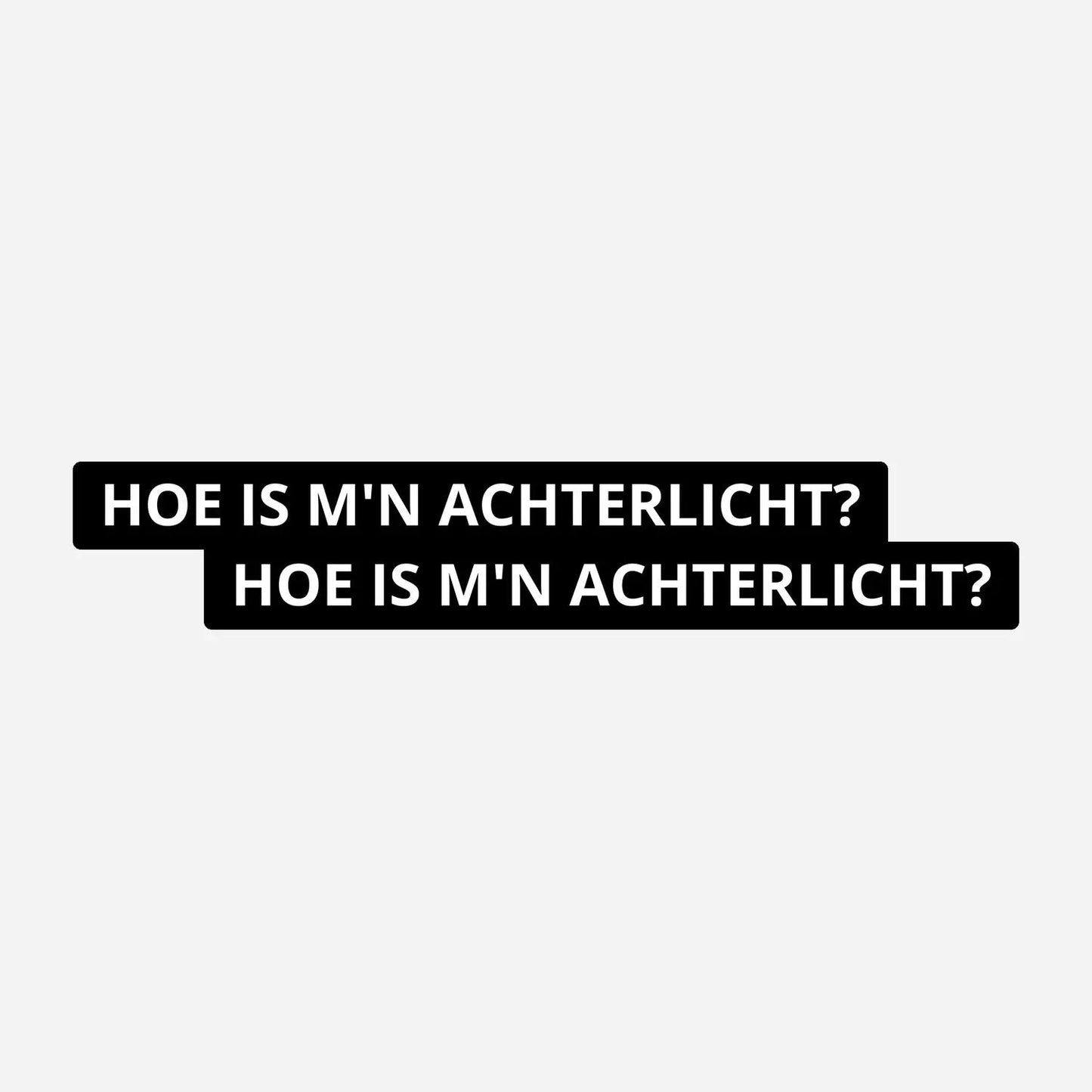 2x Hoe Is M'n Achterlicht? Kentekenhouderstickers – hoofdafbeelding van de set