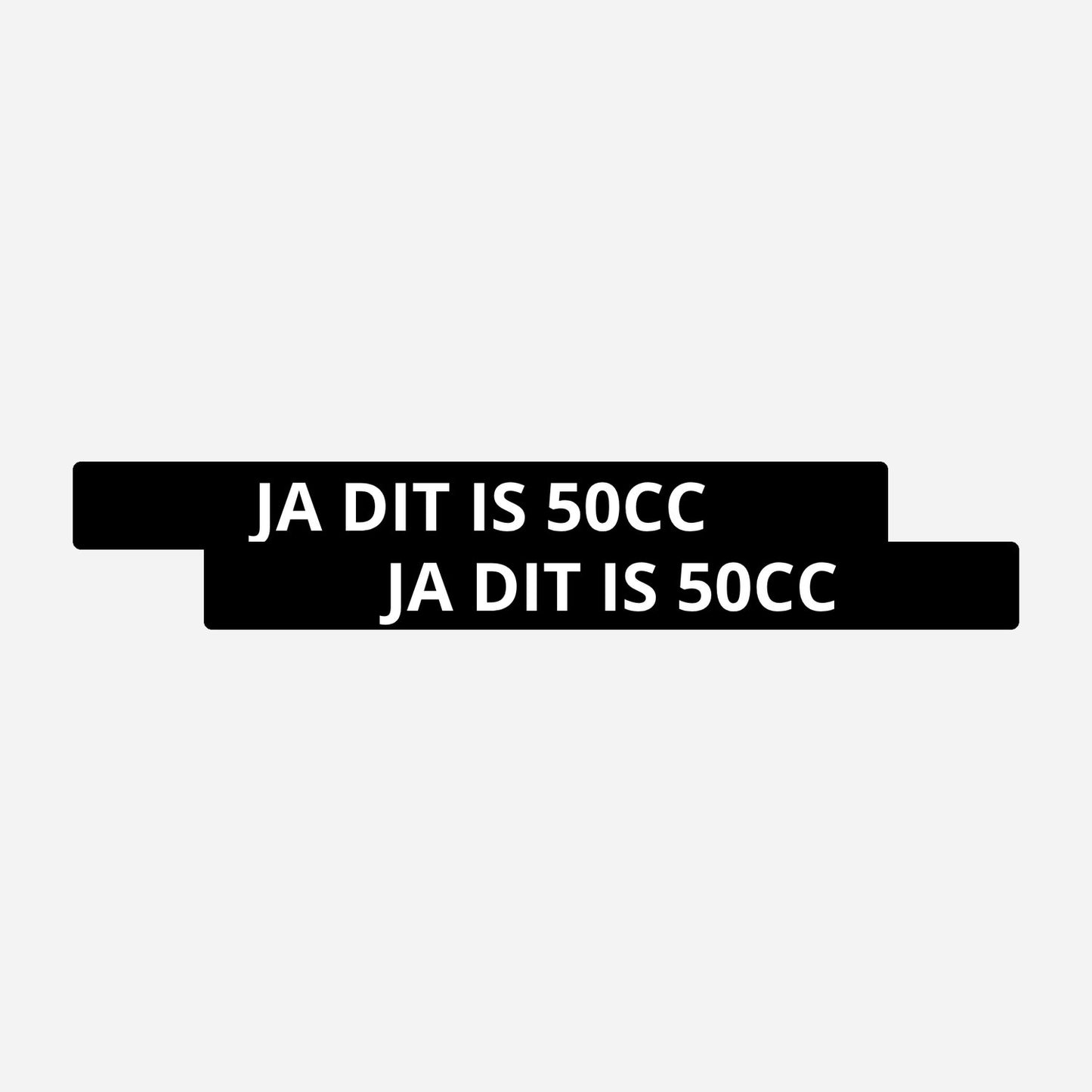 2x Ja Dit Is 50CC Kentekenhouderstickers – hoofdafbeelding van de set