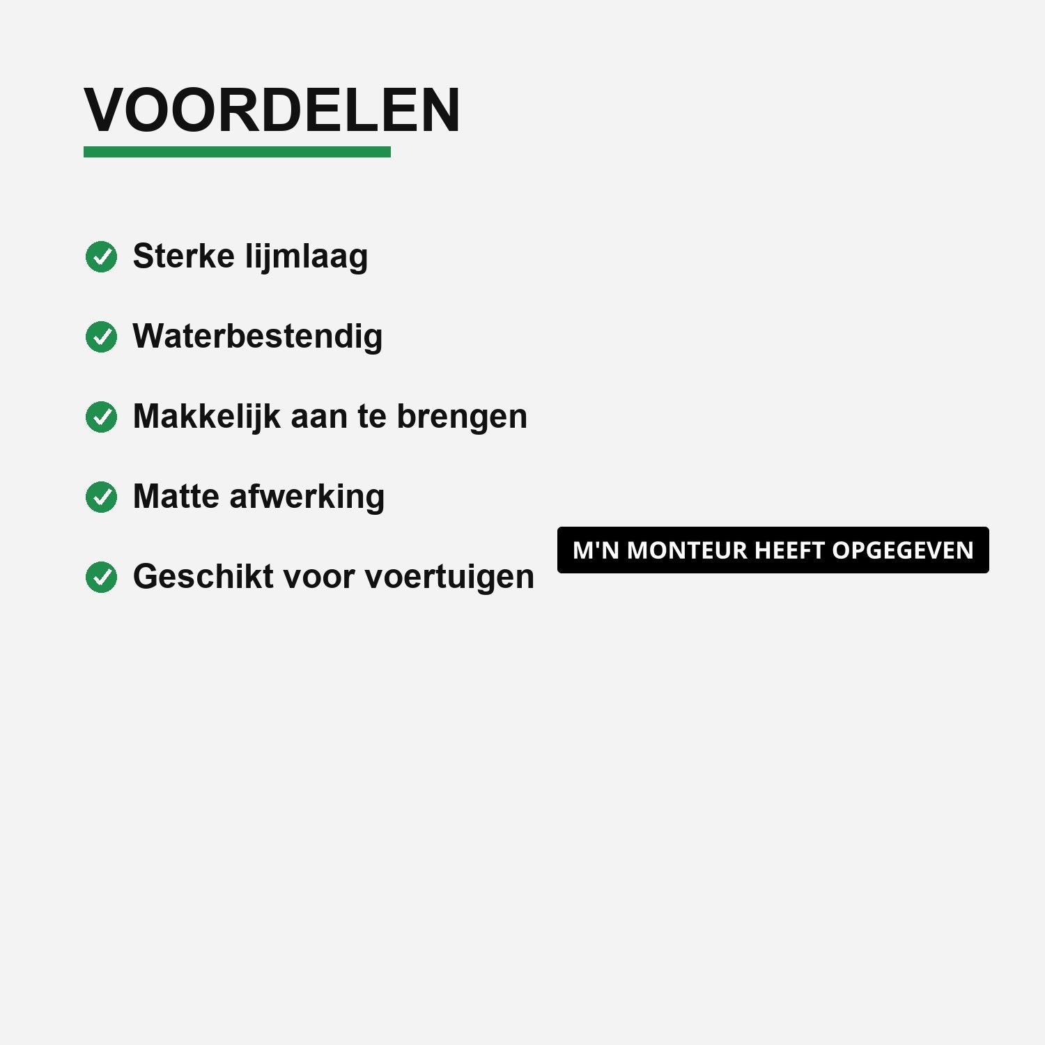 2x M'n Monteur Heeft Opgegeven Kentekenhouderstickers – materiaal en matte afwerking