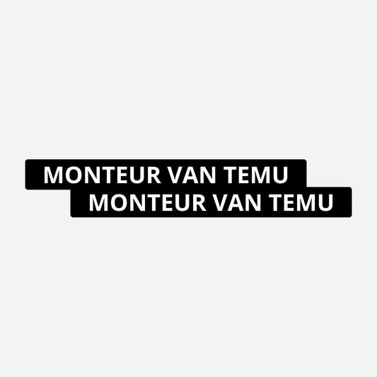 2x Monteur Van Temu Kentekenhouderstickers – hoofdafbeelding van de set