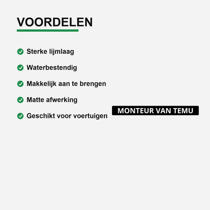 2x Monteur Van Temu Kentekenhouderstickers – materiaal en matte afwerking