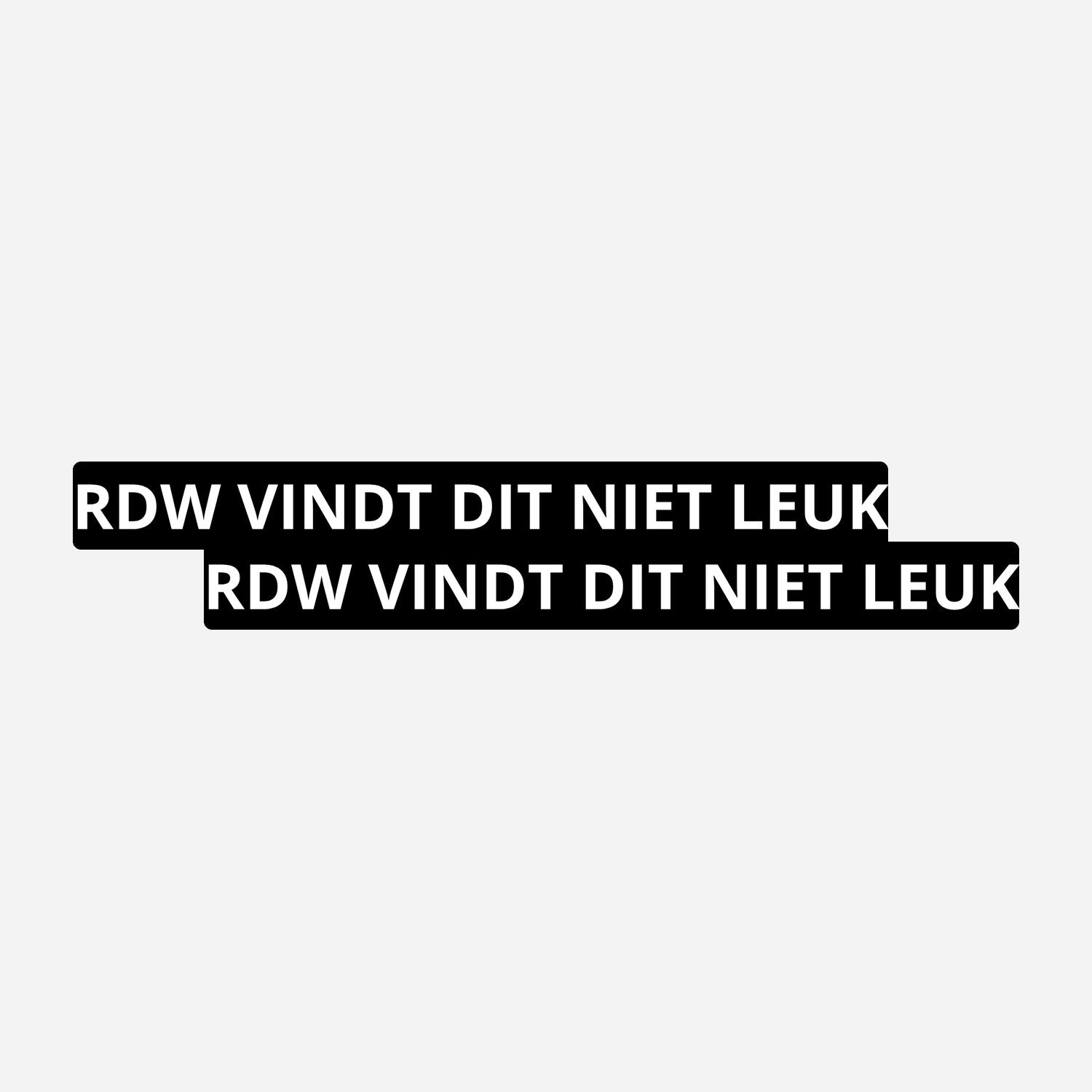 2x RDW Vindt Dit Niet Leuk Kentekenhouderstickers – hoofdafbeelding van de set