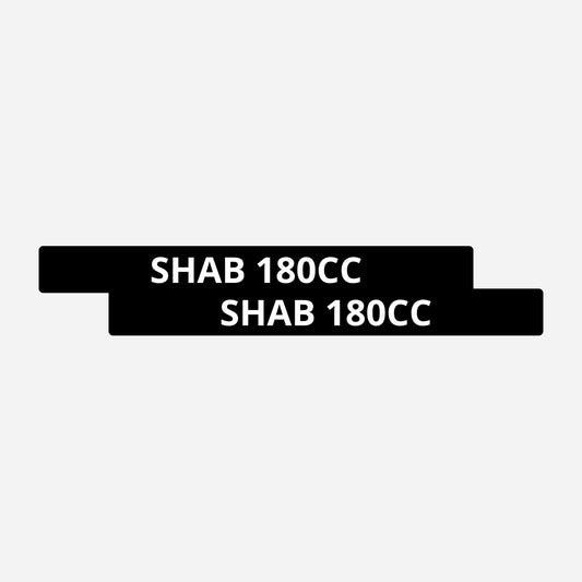 2x Shab 180CC Kentekenhouderstickers – hoofdafbeelding van de set