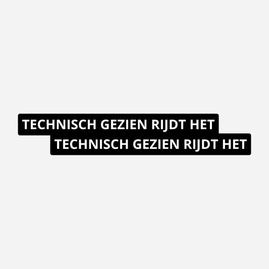 2x Technisch Gezien Rijdt Het Kentekenhouderstickers – hoofdafbeelding van de set