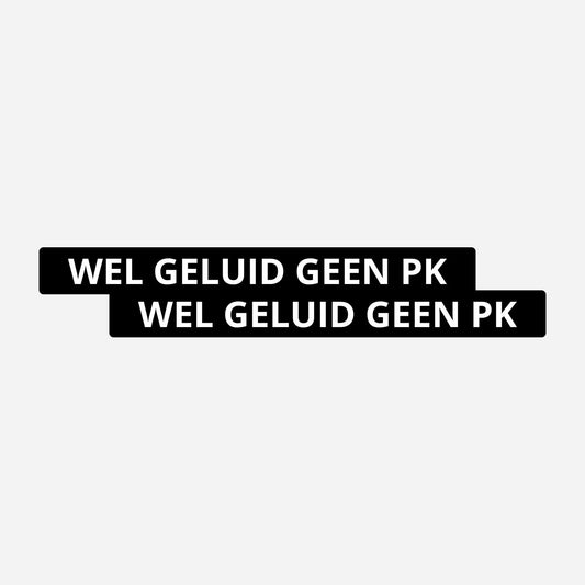 2x Wel Geluid Geen PK Kentekenhouderstickers – hoofdafbeelding van de set