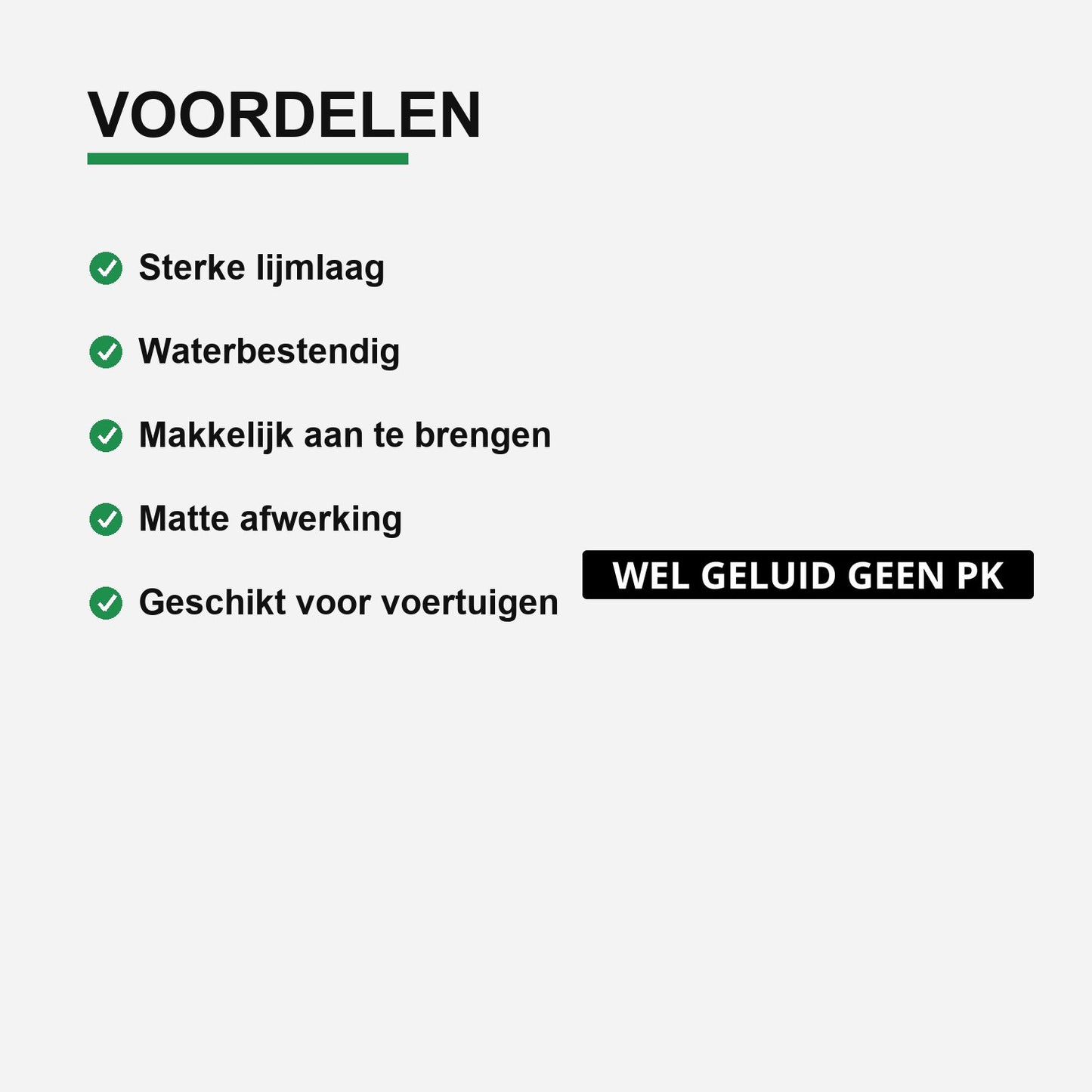2x Wel Geluid Geen PK Kentekenhouderstickers – materiaal en matte afwerking