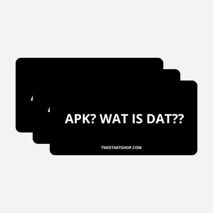 3x APK Wat is dat Bumperstickers – hoofdafbeelding van de set