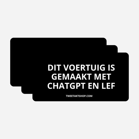 3x Dit voertuig is gemaakt met ChatGPT en lef Bumperstickers – hoofdafbeelding van de set