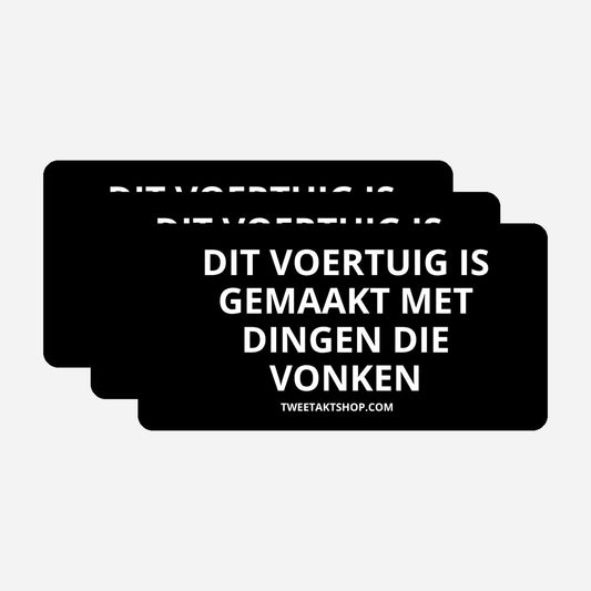 3x Dit voertuig is gemaakt met dingen die vonken Bumperstickers – hoofdafbeelding van de set