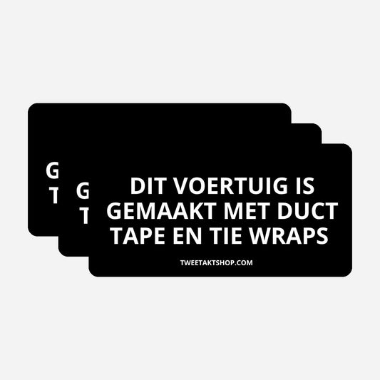 3x Dit voertuig is gemaakt met ducttape en tie wraps Bumperstickers – hoofdafbeelding van de set