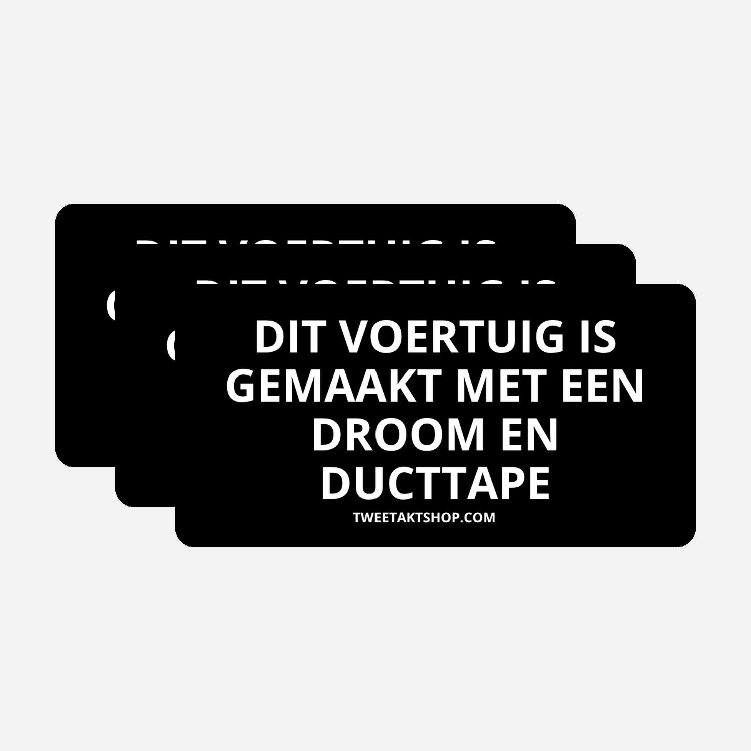 3x Dit voertuig is gemaakt met een droom en ducttape Bumperstickers – hoofdafbeelding van de set