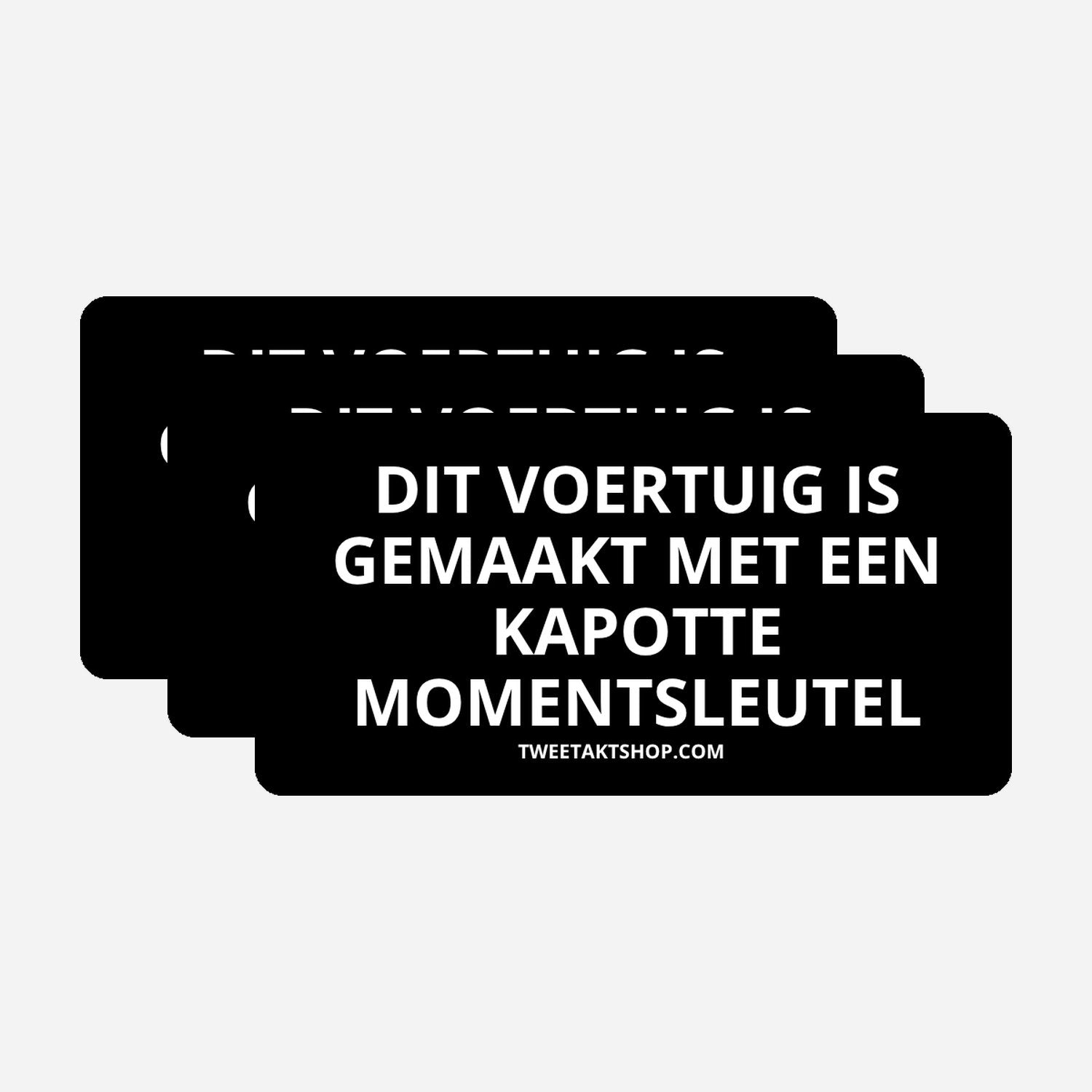 3x Dit voertuig is gemaakt met een kapotte momentsleutel Bumperstickers – hoofdafbeelding van de set