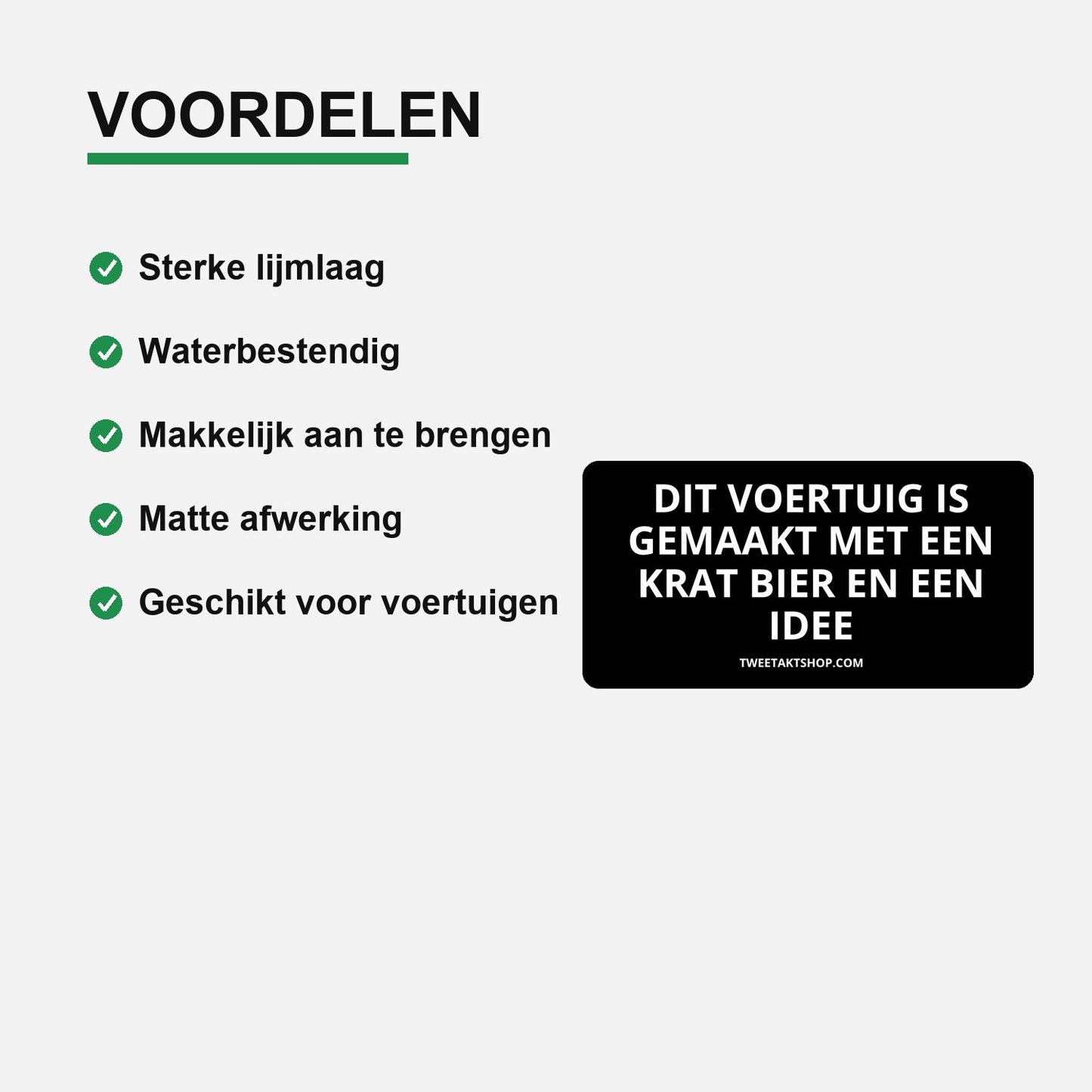 3x Dit voertuig is gemaakt met een krat bier en een idee Bumperstickers – gebruiksvoorbeeld