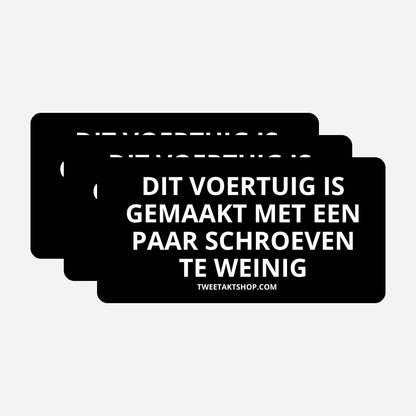 3x Dit voertuig is gemaakt met een paar schroeven te weinig Bumperstickers – hoofdafbeelding van de set