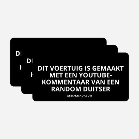 3x Dit voertuig is gemaakt met een YouTube-commentaar van een random Duitser Bumperstickers – hoofdafbeelding van de set