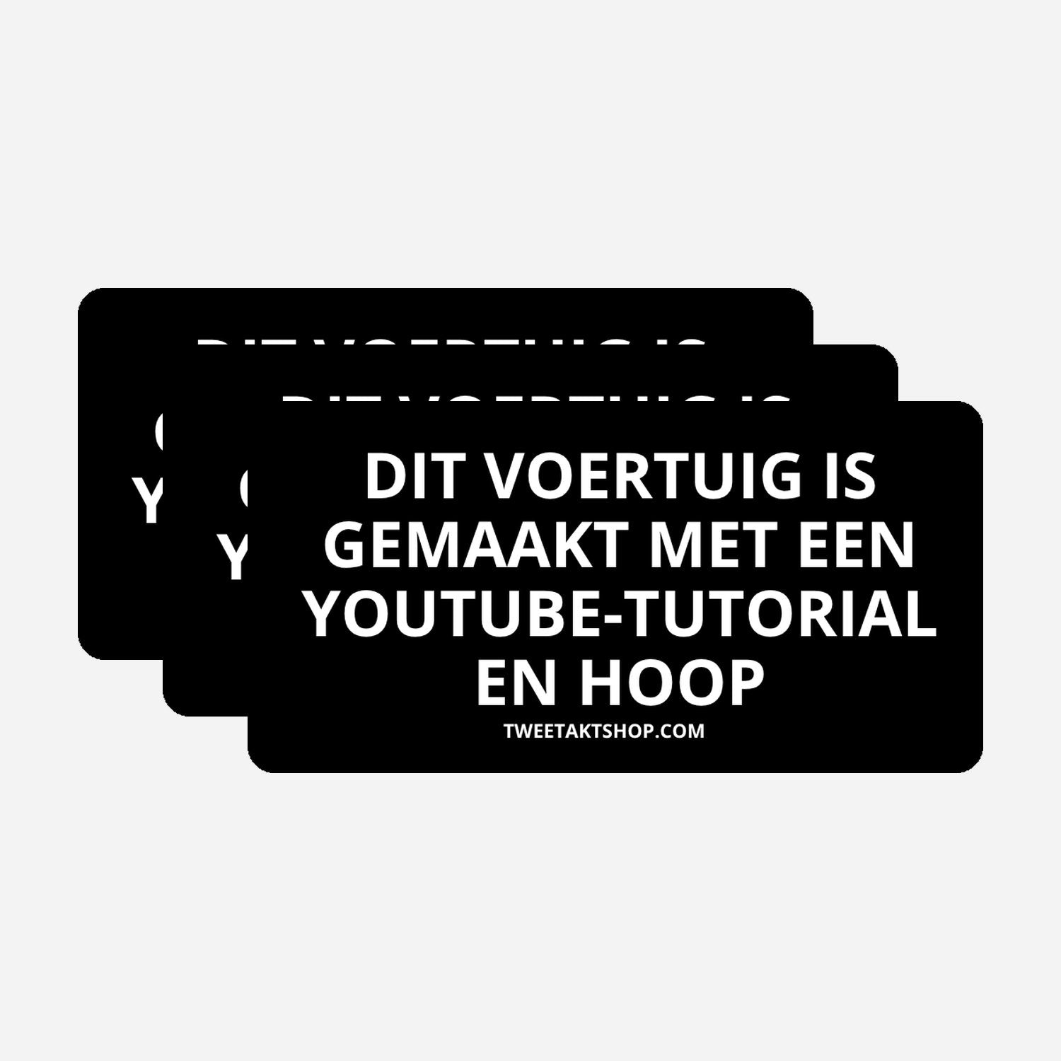 3x Dit voertuig is gemaakt met een YouTube tutorial en hoop Bumperstickers – hoofdafbeelding van de set