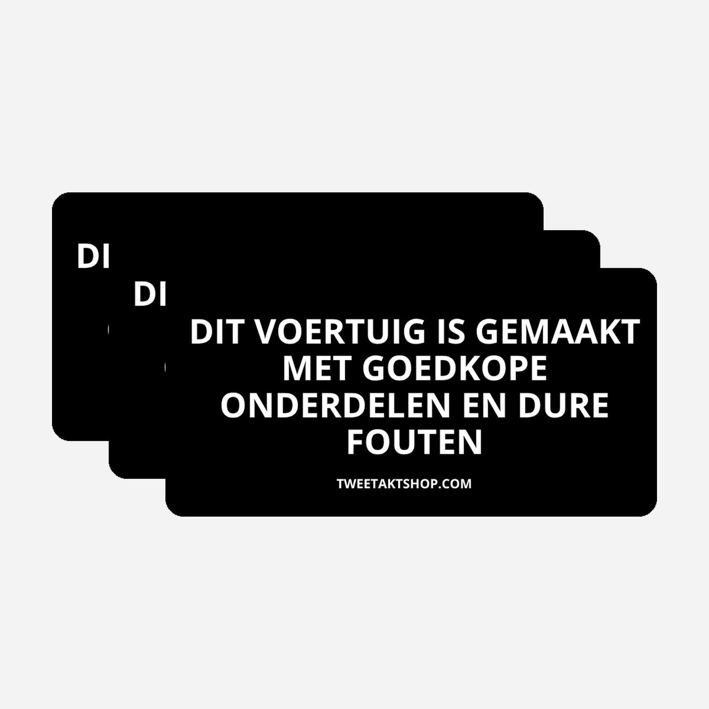 3x Dit voertuig is gemaakt met goedkope onderdelen en dure fouten Bumperstickers – hoofdafbeelding van de set