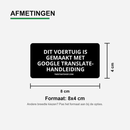 3x Dit voertuig is gemaakt met Google Translate handleiding Bumperstickers – materiaal en matte afwerking