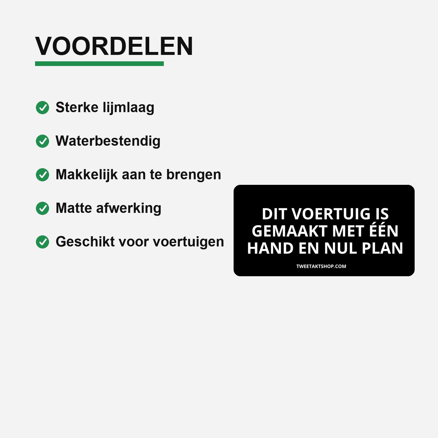 3x Dit voertuig is gemaakt met één hand en nul plan Bumperstickers – gebruiksvoorbeeld