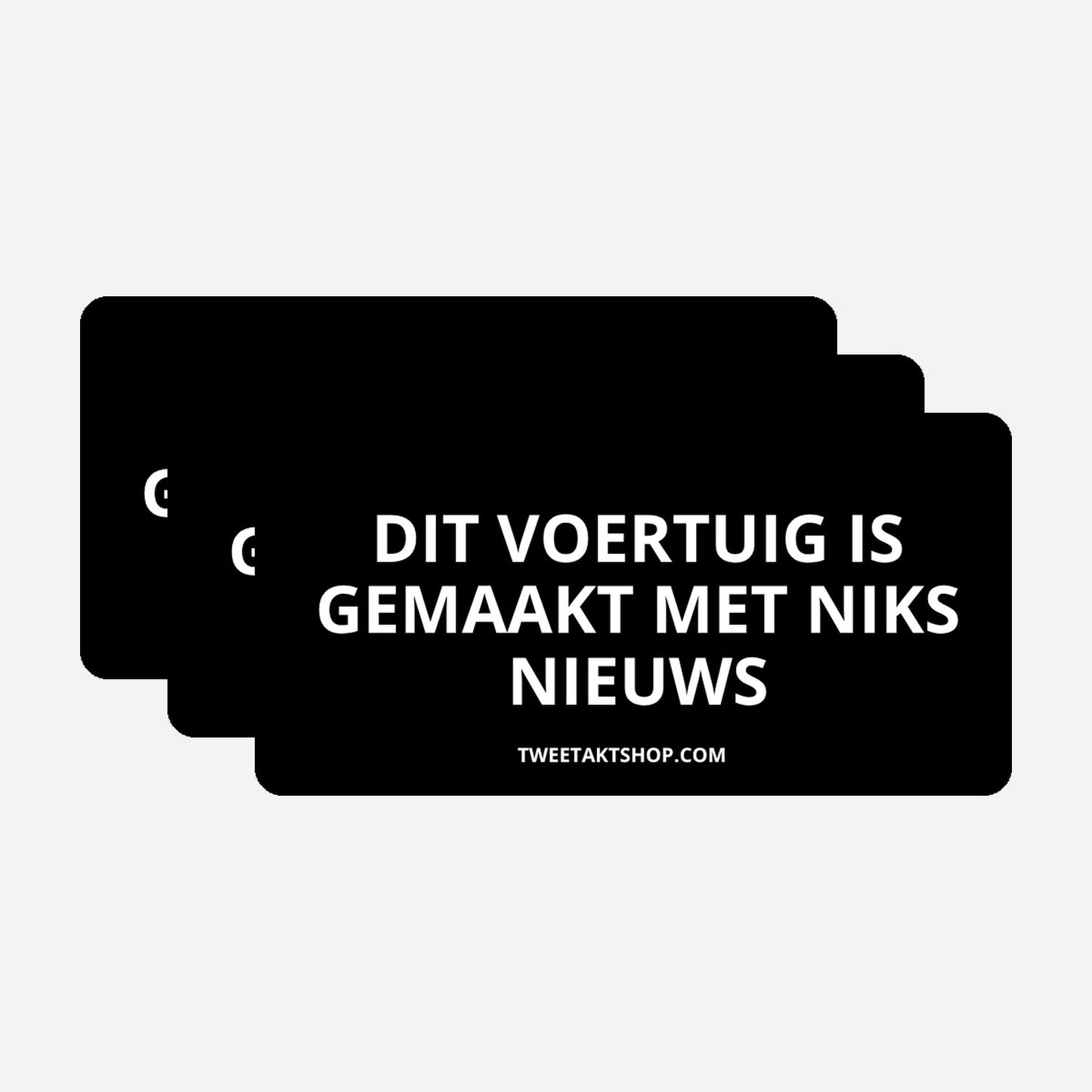 3x Dit voertuig is gemaakt met niks nieuws Bumperstickers – hoofdafbeelding van de set