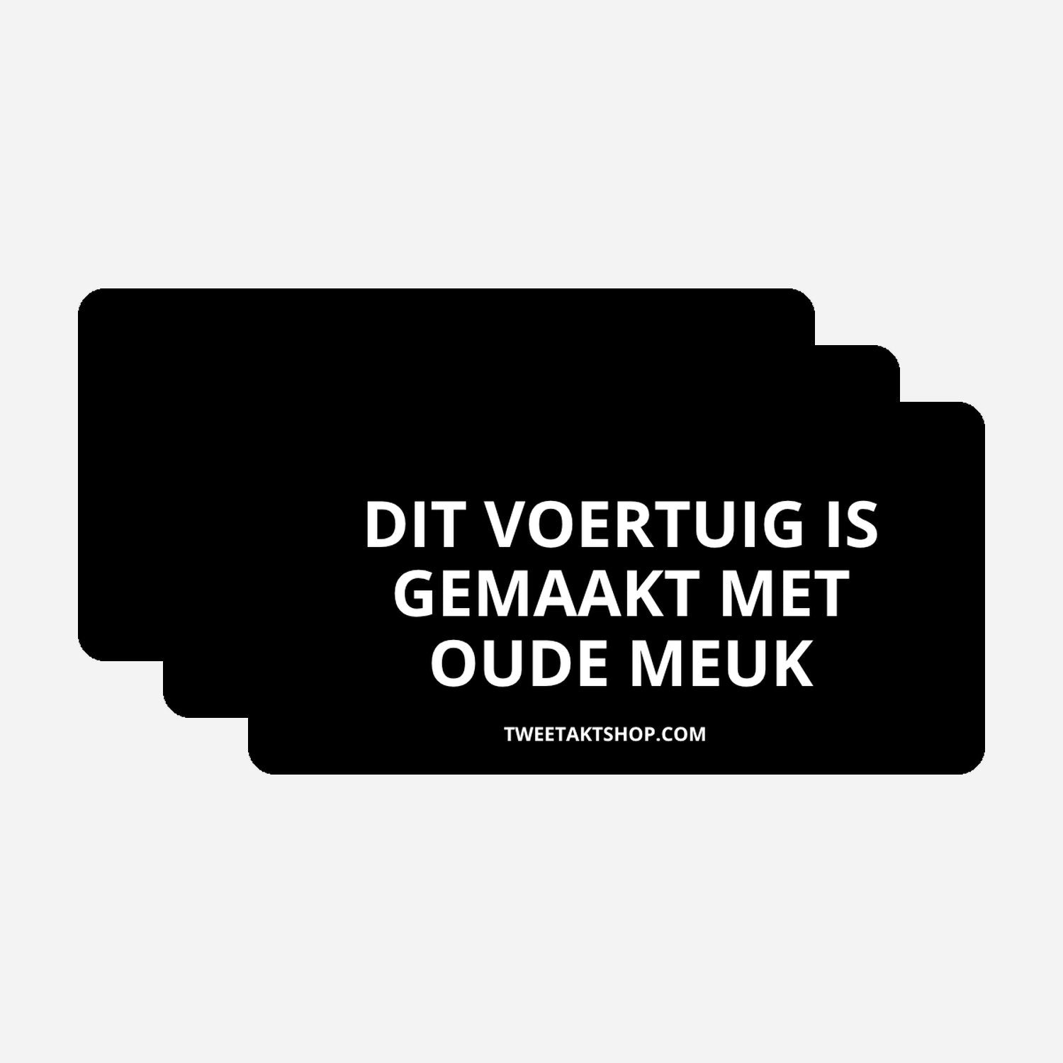 3x Dit voertuig is gemaakt met oude meuk Bumperstickers – hoofdafbeelding van de set