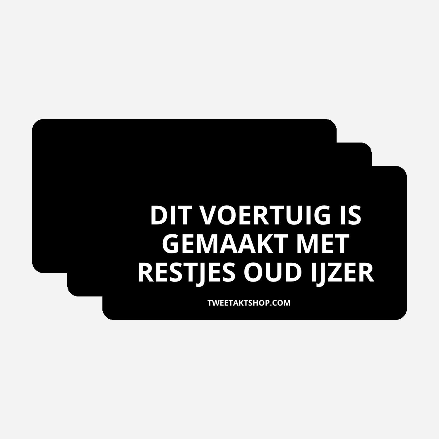 3x Dit voertuig is gemaakt met restjes oud ijzer Bumperstickers – hoofdafbeelding van de set