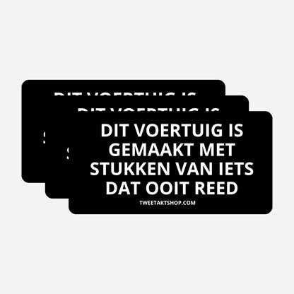 3x Dit voertuig is gemaakt met stukken van iets dat ooit reed Bumperstickers – hoofdafbeelding van de set
