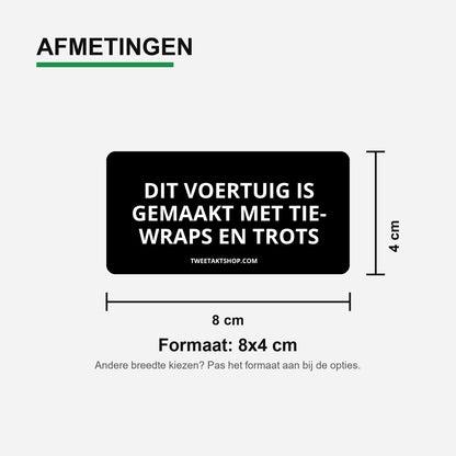 3x Dit voertuig is gemaakt met tie wraps en trots Bumperstickers – materiaal en matte afwerking