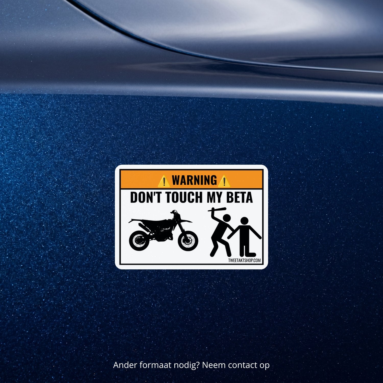 3x Don't Touch My Beta Stickers – detail van het ontwerp