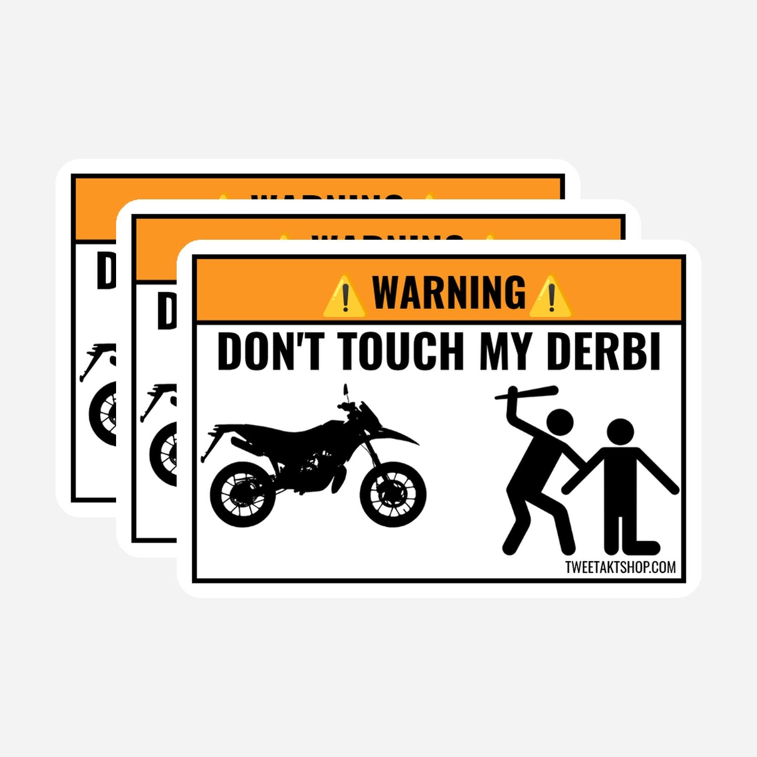 3x Don't Touch My Derbi Stickers – hoofdafbeelding van de sticker