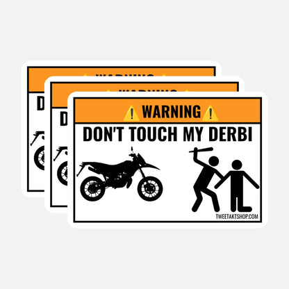 3x Don't Touch My Derbi Stickers – hoofdafbeelding van de sticker