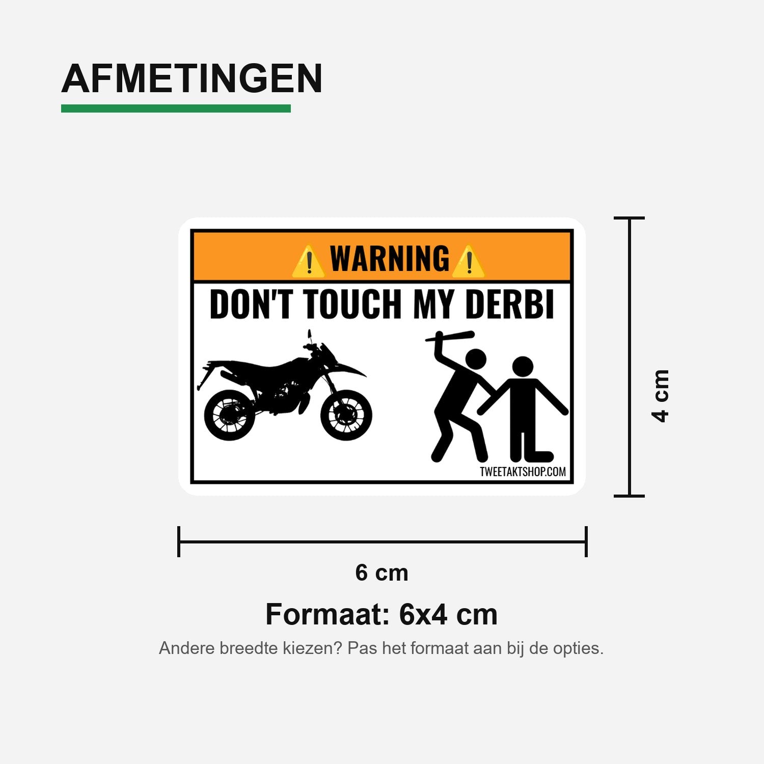 3x Don't Touch My Derbi Stickers – formaatvoorbeeld