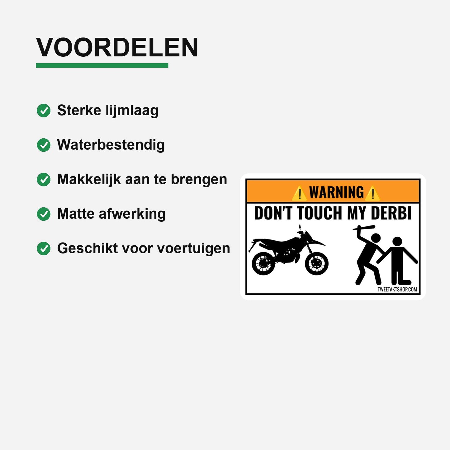 3x Don't Touch My Derbi Stickers – materiaal en matte afwerking