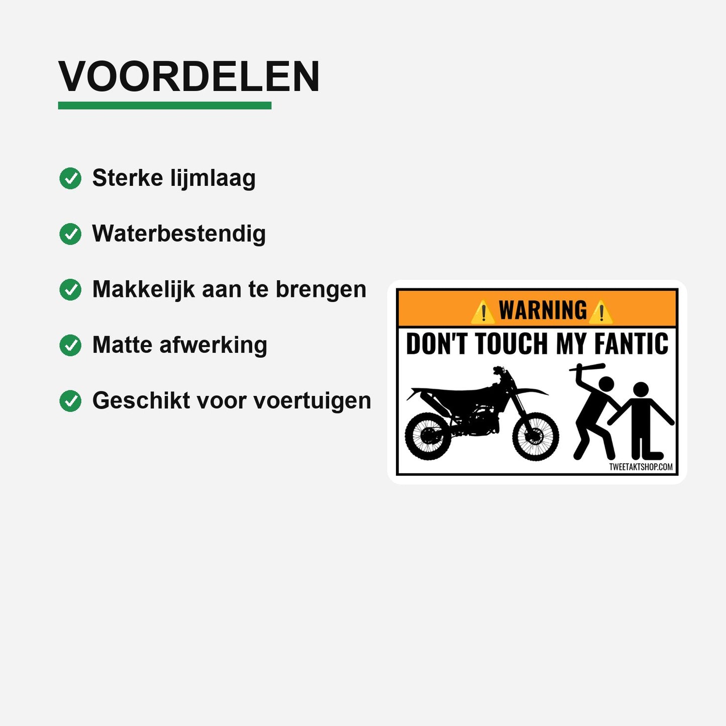 3x Don't Touch My Fantic Stickers – materiaal en matte afwerking